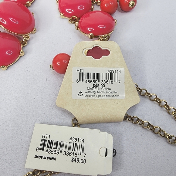 Erica Lyons Bubble Necklace Pink and Gold Tone Statement Necklace NWT - Picture 13 of 14